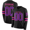 Custom Hockey Jersey – Triple Stripes Black Purple Pink Long Sleeve – front and back view