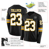 Custom Hockey Jersey – Triple Stripes Black White Gold Long Sleeve – product details
