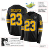Custom Hockey Jersey – Triple Stripes Black Gold White Long Sleeve – product details