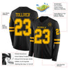 Custom Hockey Jersey – Triple Stripes Black Gold Long Sleeve – product details