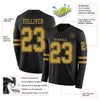 Custom Hockey Jersey – Triple Stripes Black Old Gold Long Sleeve – product details