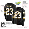 Custom Hockey Jersey – Triple Stripes Black White Old Gold Long Sleeve – product details