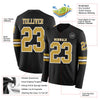 Custom Hockey Jersey – Triple Stripes Black Old Gold White Long Sleeve – product details