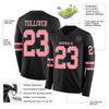 Custom Hockey Jersey – Triple Stripes Black Medium Pink Steel Gray Long Sleeve – product details