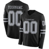 Custom Hockey Jersey – Triple Stripes Black Gray Long Sleeve – front and back view