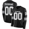 Custom Hockey Jersey – Triple Stripes Black White Gray Long Sleeve – front and back view