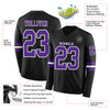 Custom Hockey Jersey – Triple Stripes Black Purple White Long Sleeve – product details