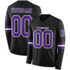 Custom Hockey Jersey – Triple Stripes Black Purple White Long Sleeve – front and back view