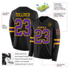 Custom Hockey Jersey – Triple Stripes Black Purple Gold Long Sleeve – product details