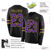 Custom Hockey Jersey – Triple Stripes Black Purple Old Gold Long Sleeve – product details