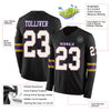 Custom Hockey Jersey – Triple Stripes Black White Old Gold Purple Long Sleeve – product details