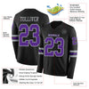 Custom Hockey Jersey – Triple Stripes Black Purple Gray Long Sleeve – product details