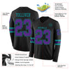 Custom Hockey Jersey – Triple Stripes Black Purple Teal Long Sleeve – product details
