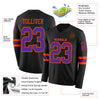 Custom Hockey Jersey – Triple Stripes Black Purple Orange Long Sleeve – product details