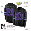 Custom Hockey Jersey – Triple Stripes Black Purple Light Blue Long Sleeve – product details