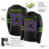Custom Hockey Jersey – Triple Stripes Black Purple Neon Green Long Sleeve – product details