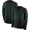 Custom Hockey Jersey – Triple Stripes Black Kelly Green Long Sleeve – front and back view