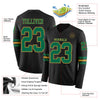 Custom Hockey Jersey – Triple Stripes Black Kelly Green Old Gold Long Sleeve – product details