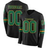 Custom Hockey Jersey – Triple Stripes Black Kelly Green Old Gold Long Sleeve – front and back view