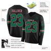 Custom Hockey Jersey – Triple Stripes Black Kelly Green Medium Pink Long Sleeve – product details