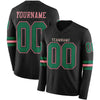 Custom Hockey Jersey – Triple Stripes Black Kelly Green Medium Pink Long Sleeve – front and back view