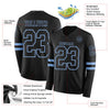 Custom Hockey Jersey – Triple Stripes Black Light Blue Long Sleeve – product details