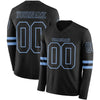 Custom Hockey Jersey – Triple Stripes Black Light Blue Long Sleeve – front and back view