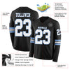 Custom Hockey Jersey – Triple Stripes Black White Light Blue Long Sleeve – product details