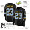 Custom Hockey Jersey – Triple Stripes Black Light Blue Yellow Long Sleeve – product details