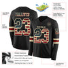 Custom Hockey Jersey – American Flag-Inspired Triple Stripes Vintage Black Cream Red Long Sleeve – product details