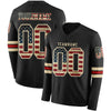 Custom Hockey Jersey – American Flag-Inspired Triple Stripes Vintage Black Cream Red Long Sleeve – front and back view