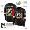 Custom Hockey Jersey – Mexican Flag-Inspired Triple Stripes Vintage Black Cream Long Sleeve – product details