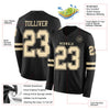 Custom Hockey Jersey – Triple Stripes Black Cream Long Sleeve – product details