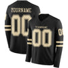 Custom Hockey Jersey – Triple Stripes Black Cream Long Sleeve – front and back view