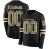 Custom Hockey Jersey – Triple Stripes Black Camo Cream Long Sleeve – front and back view