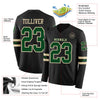 Custom Hockey Jersey – Triple Stripes Black Green Cream Long Sleeve – product details