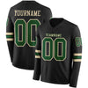 Custom Hockey Jersey – Triple Stripes Black Green Cream Long Sleeve – front and back view