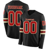 Custom Hockey Jersey – Triple Stripes Black Red Cream Long Sleeve – front and back view