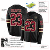 Custom Hockey Jersey – Triple Stripes Black Crimson Cream Long Sleeve – product details