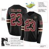 Custom Hockey Jersey – Triple Stripes Black Burgundy Cream Long Sleeve – product details