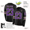 Custom Hockey Jersey – Triple Stripes Black Purple Cream Long Sleeve – product details