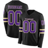 Custom Hockey Jersey – Triple Stripes Black Purple Cream Long Sleeve – front and back view
