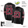 Custom Hockey Jersey – Triple Stripes Black Crimson White Long Sleeve – product details