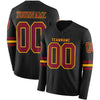 Custom Hockey Jersey – Triple Stripes Black Crimson Gold Long Sleeve – front and back view