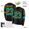 Custom Hockey Jersey – Triple Stripes Black Teal Yellow Long Sleeve – product details