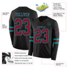 Custom Hockey Jersey – Triple Stripes Black Crimson Teal Long Sleeve – product details