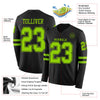 Custom Hockey Jersey – Triple Stripes Black Neon Green Long Sleeve – product details