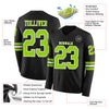 Custom Hockey Jersey – Triple Stripes Black Neon Green White Long Sleeve – product details