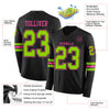 Custom Hockey Jersey – Triple Stripes Black Neon Green Pink Long Sleeve – product details