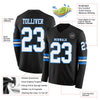 Custom Hockey Jersey – Triple Stripes Black White Powder Blue Long Sleeve – product details